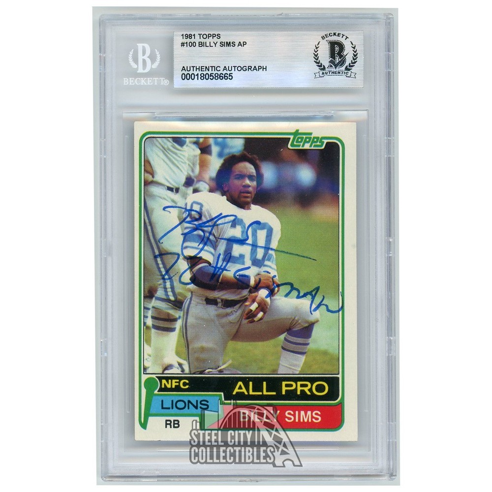 Billy Sims 1981 Topps Rookie Autograph 1978 Heisman Card #100 BAS ...