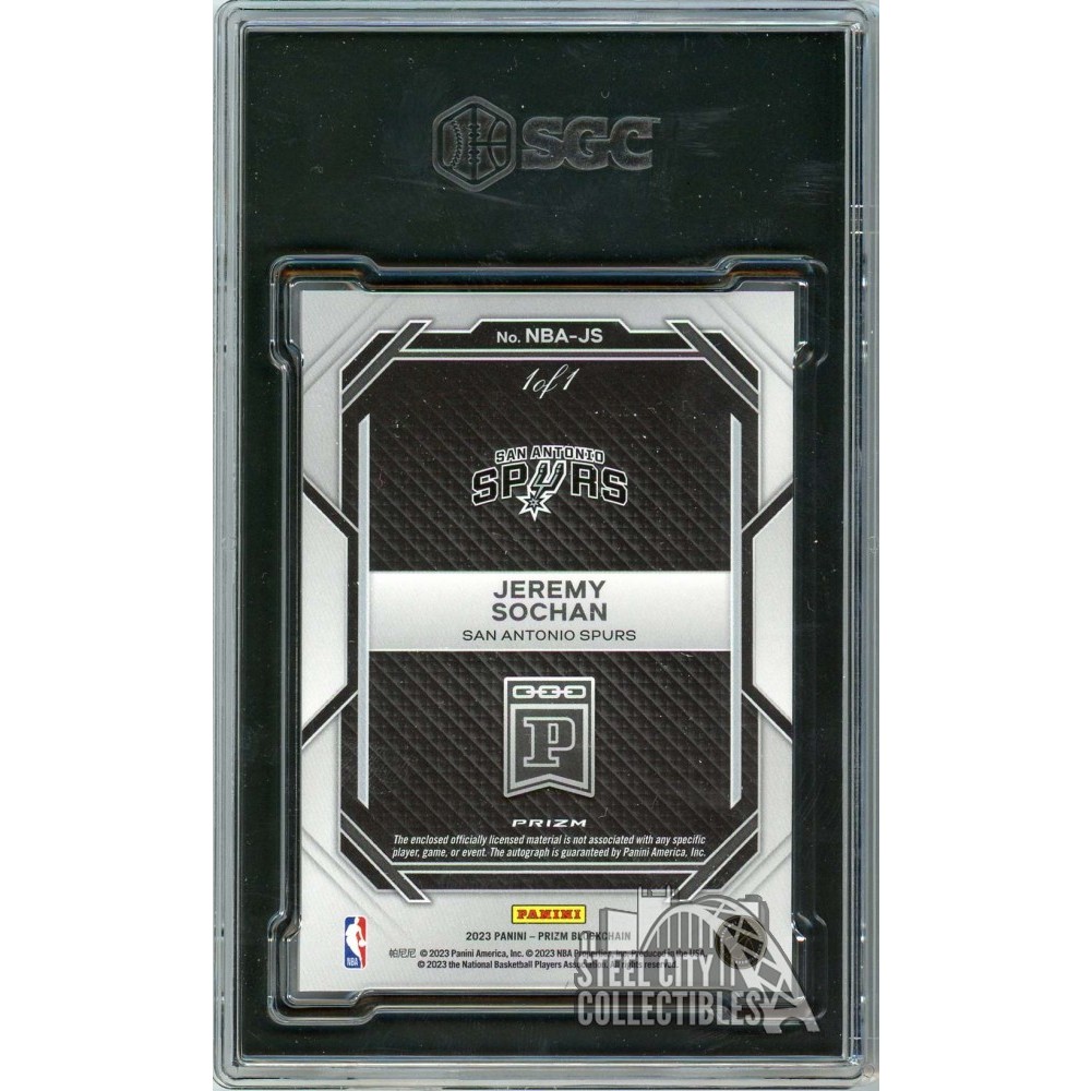 Jeremy Sochan 2023 Prizm Blockchain Pink Lazer Rookie Logo Patch