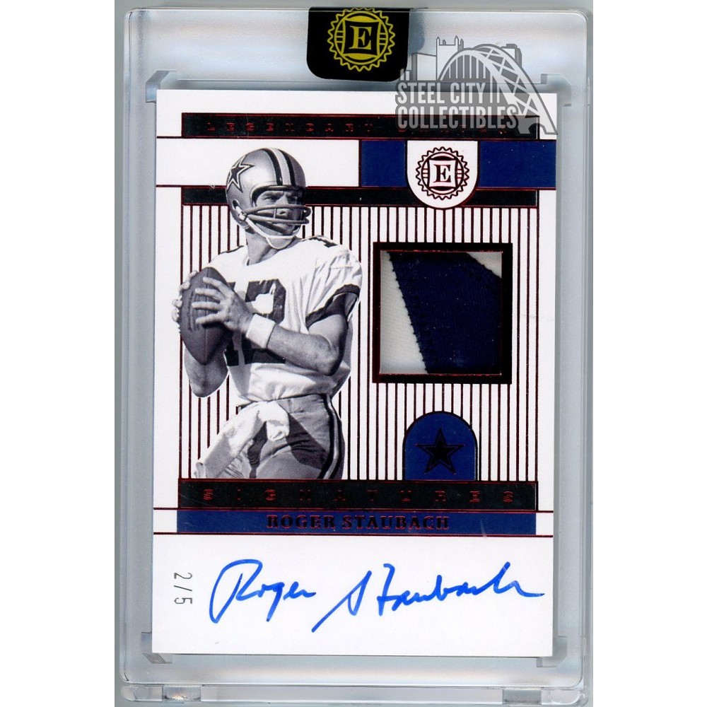 Roger Staubach 2022 Panini Encased Legendary Red Patch Auto Card