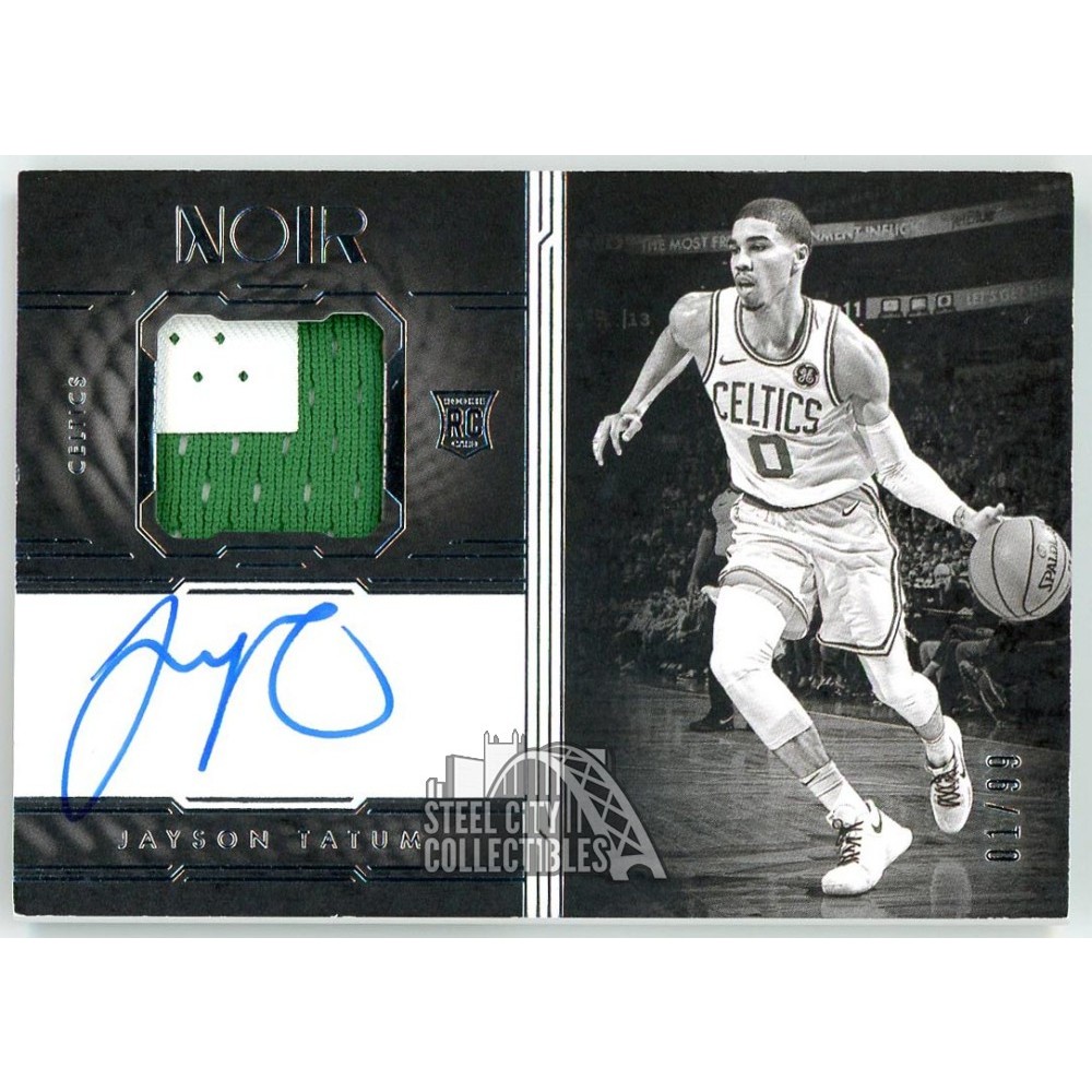 Jayson Tatum 2017-18 Panini Noir Rookie Patch Autograph Card #355