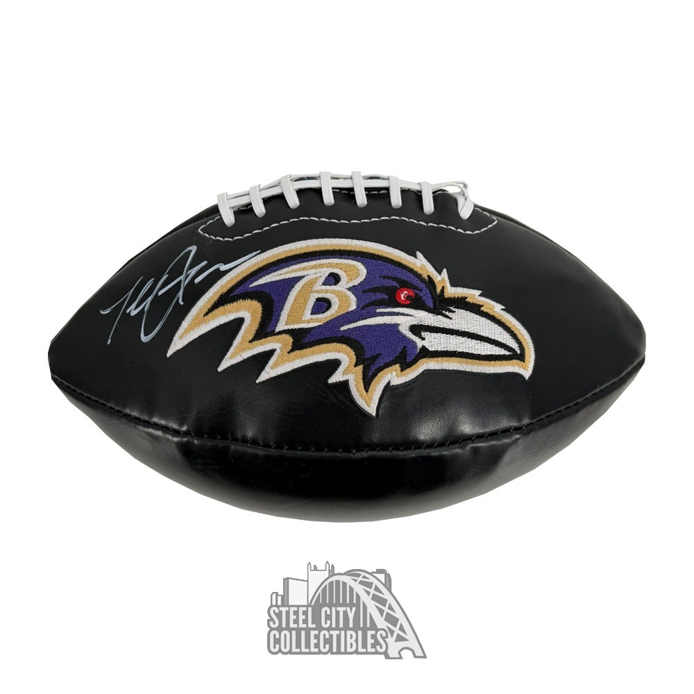 Terrell Suggs Autographed Baltimore Ravens Black Logo Football
