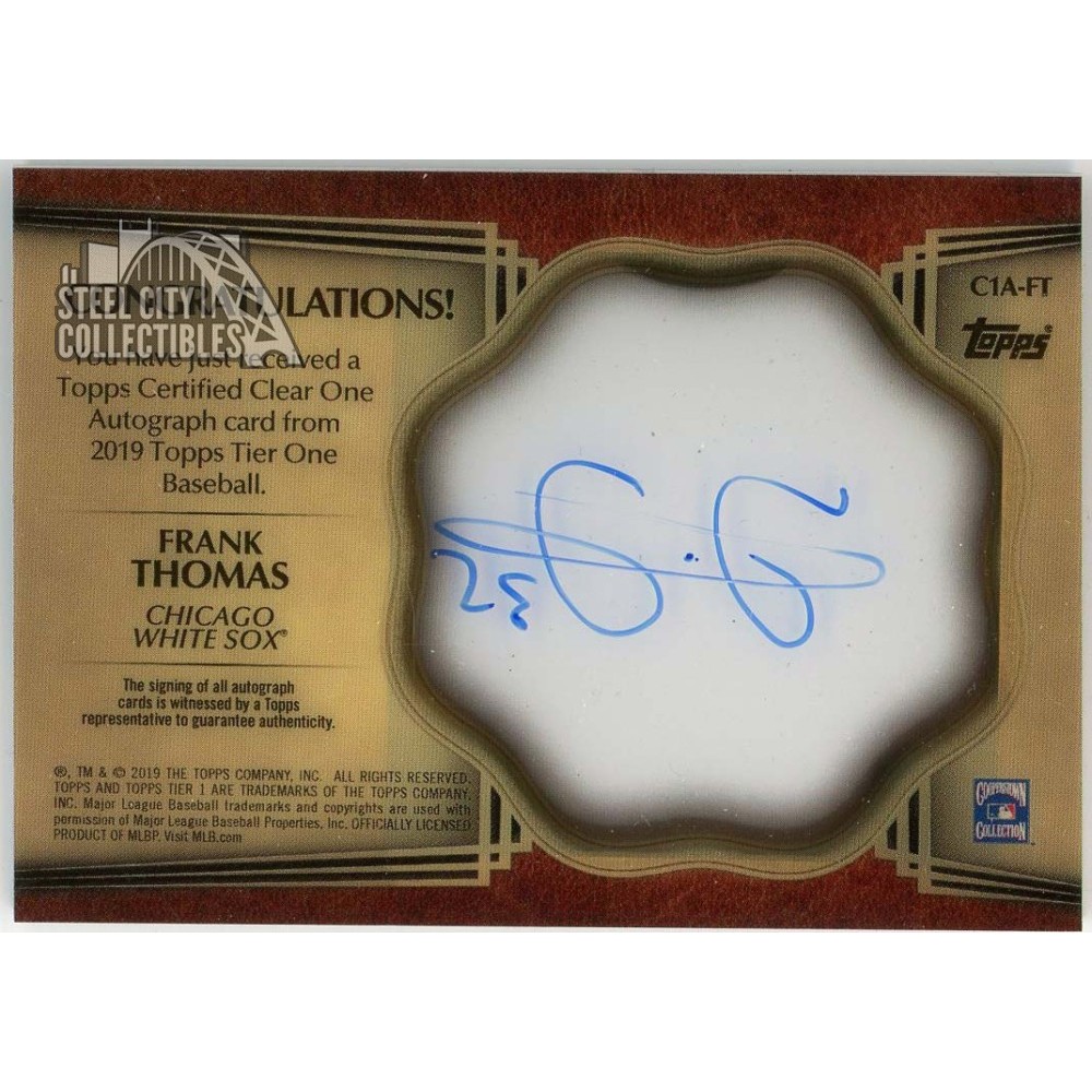 Frank Thomas 2019 Topps Tier One Clear Autograph Card #C1A-FT 3/5 