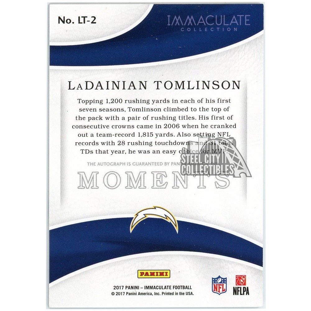 LaDainian Tomlinson 2017 Panini Immaculate Moments Auto 10/15