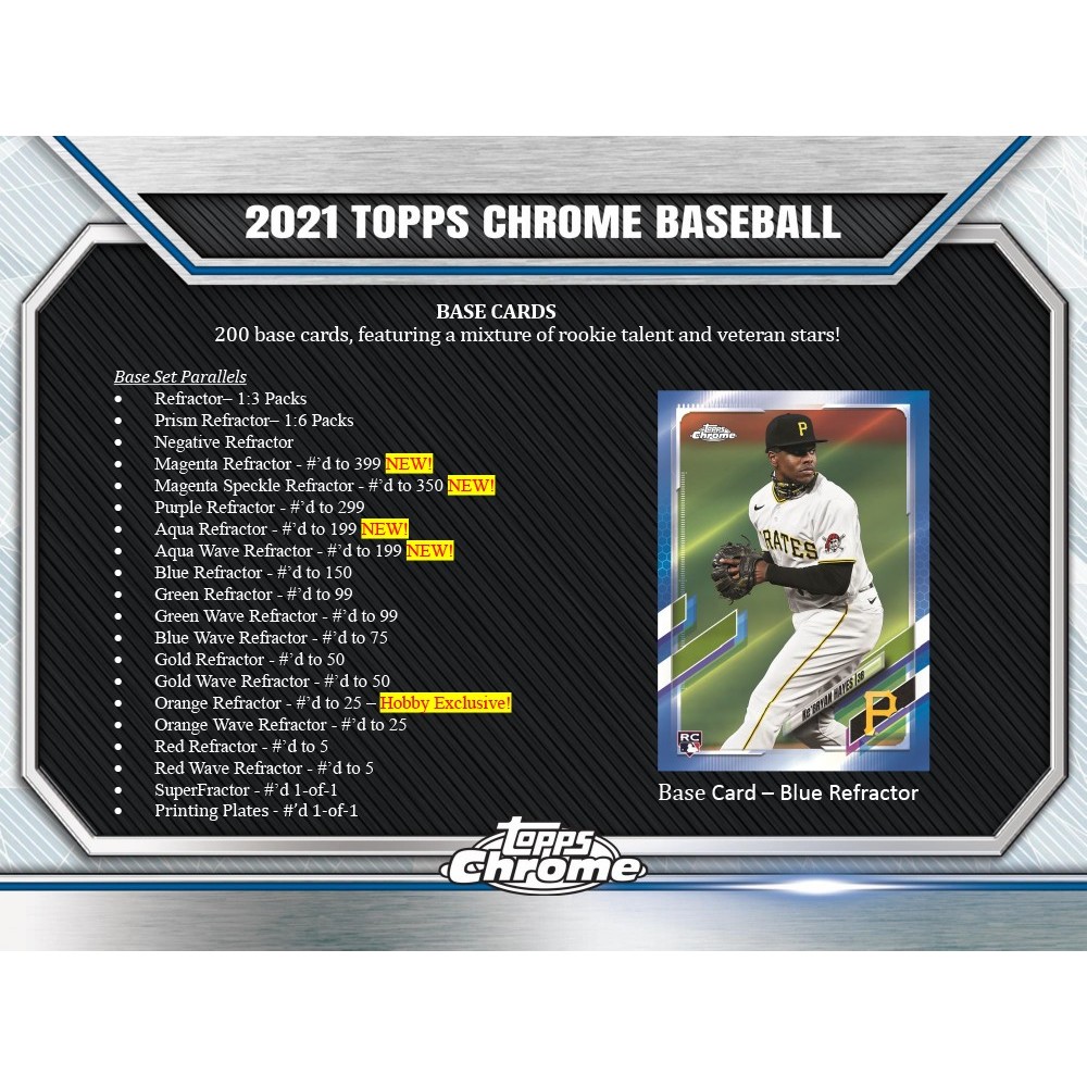 2021 Topps Chrome Baseball Hobby Box | Steel City Collectibles