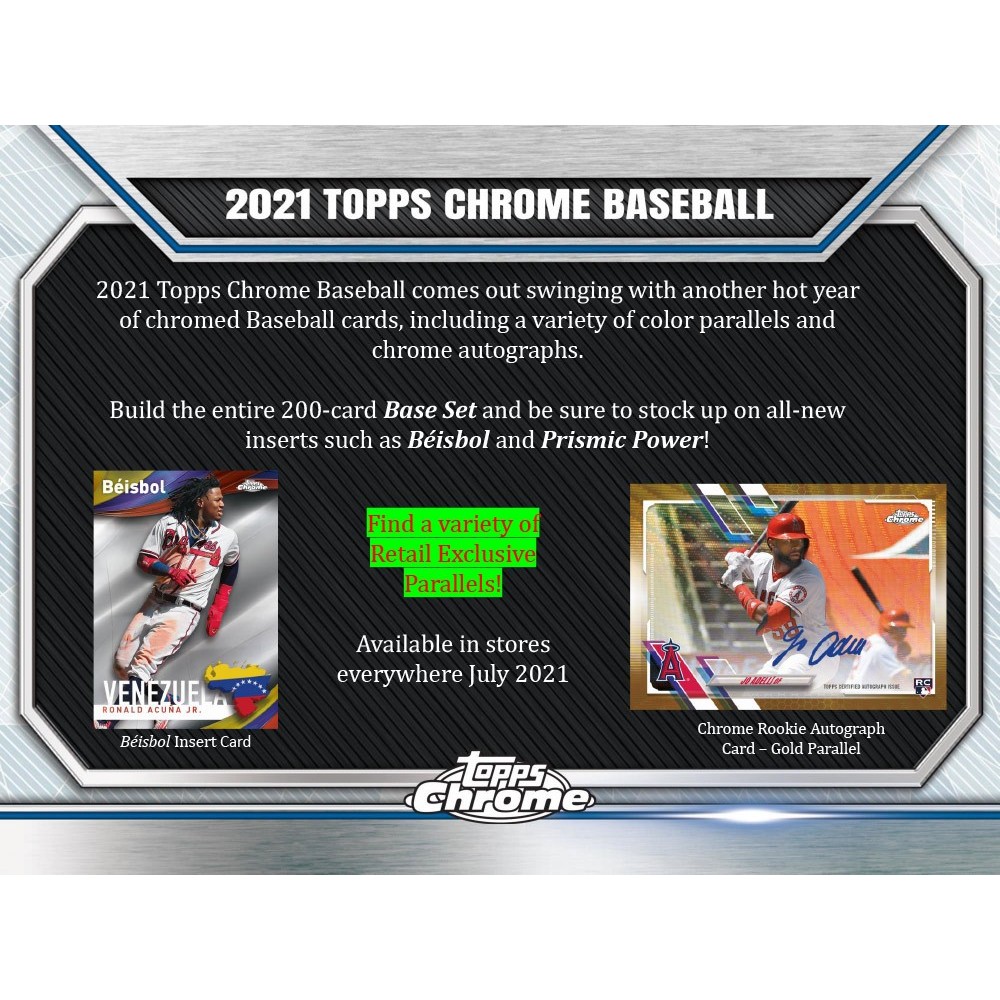 2021 Topps Chrome Baseball 8 Pack Blaster 40-Box Case
