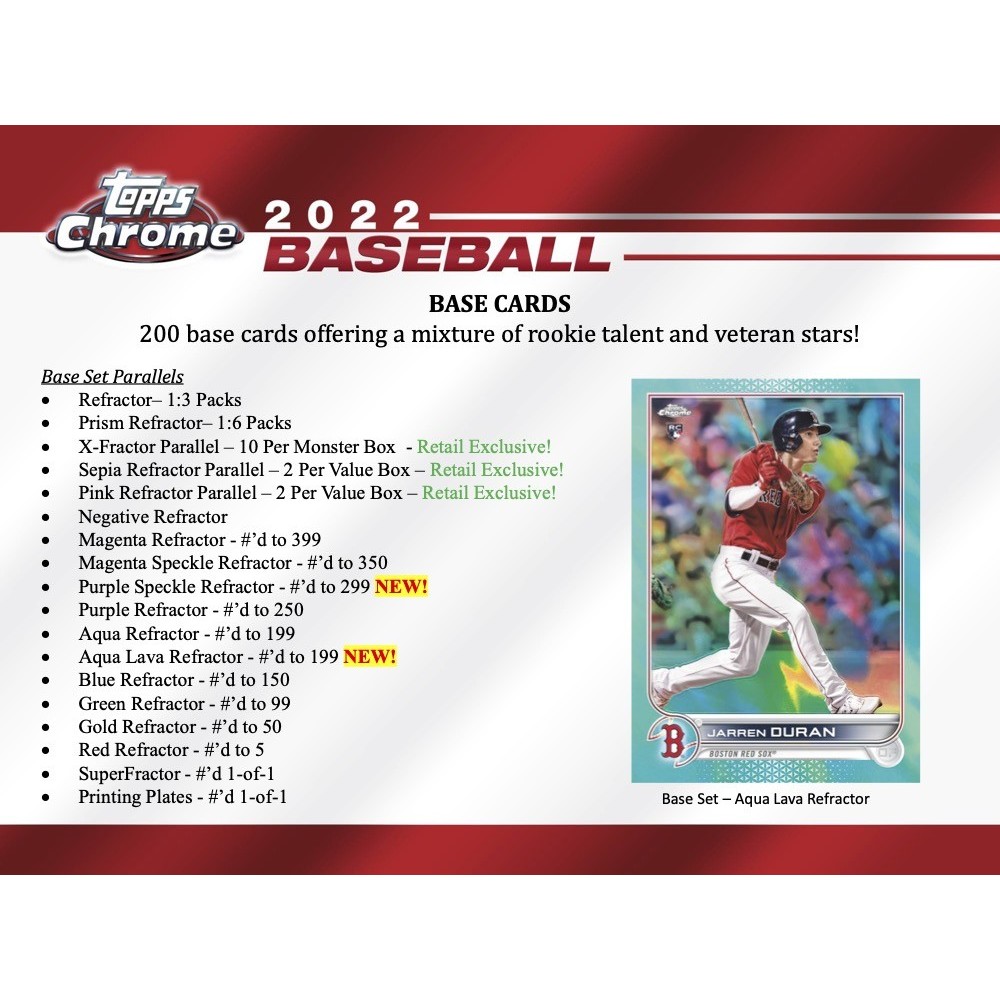 2022 Topps Chrome Baseball 8 Pack Blaster Box | Steel City
