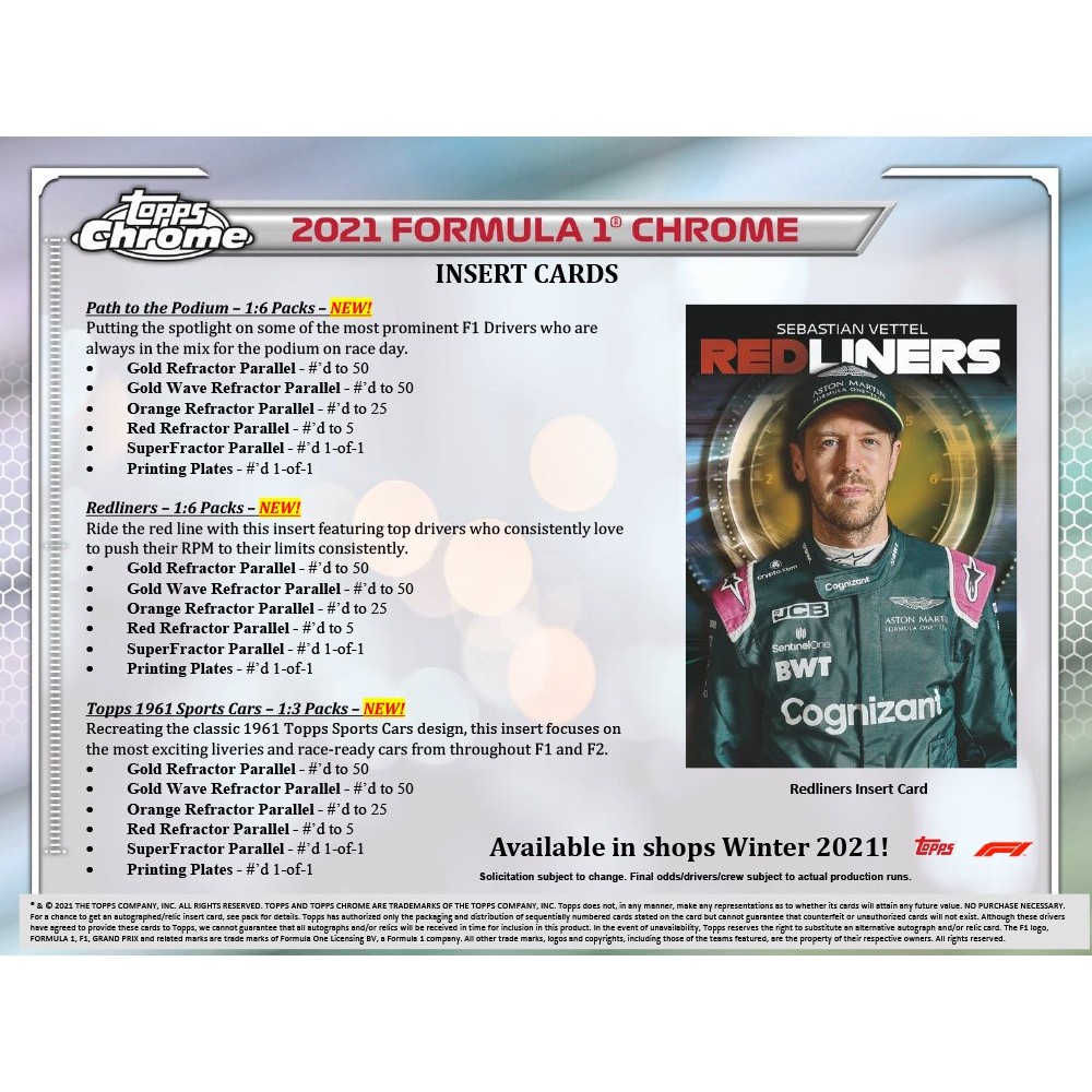2021 Topps Chrome Formula 1 F1 Racing Hobby Lite Box