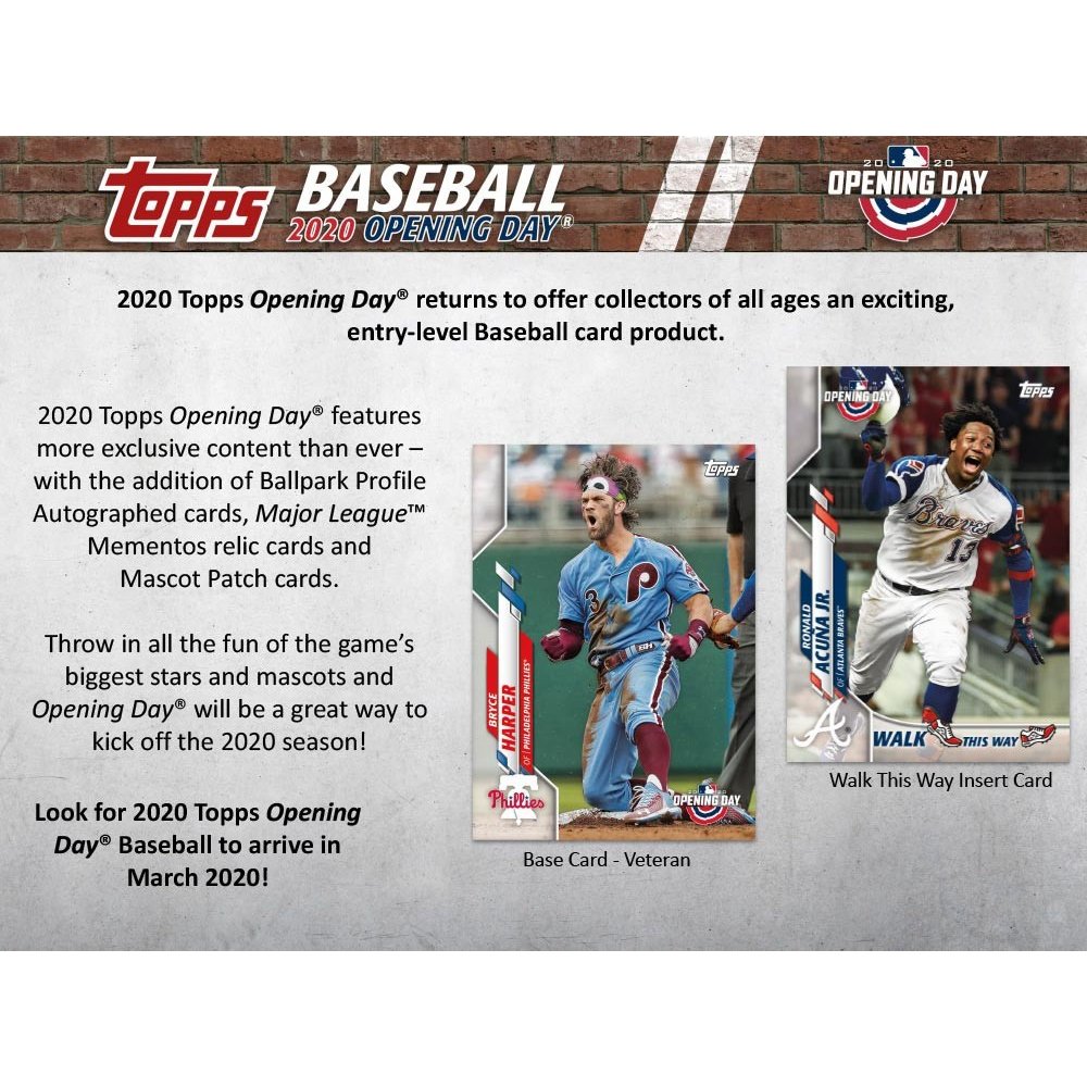 2020 Topps Opening Day Baseball 36ct Retail Box Steel City Collectibles