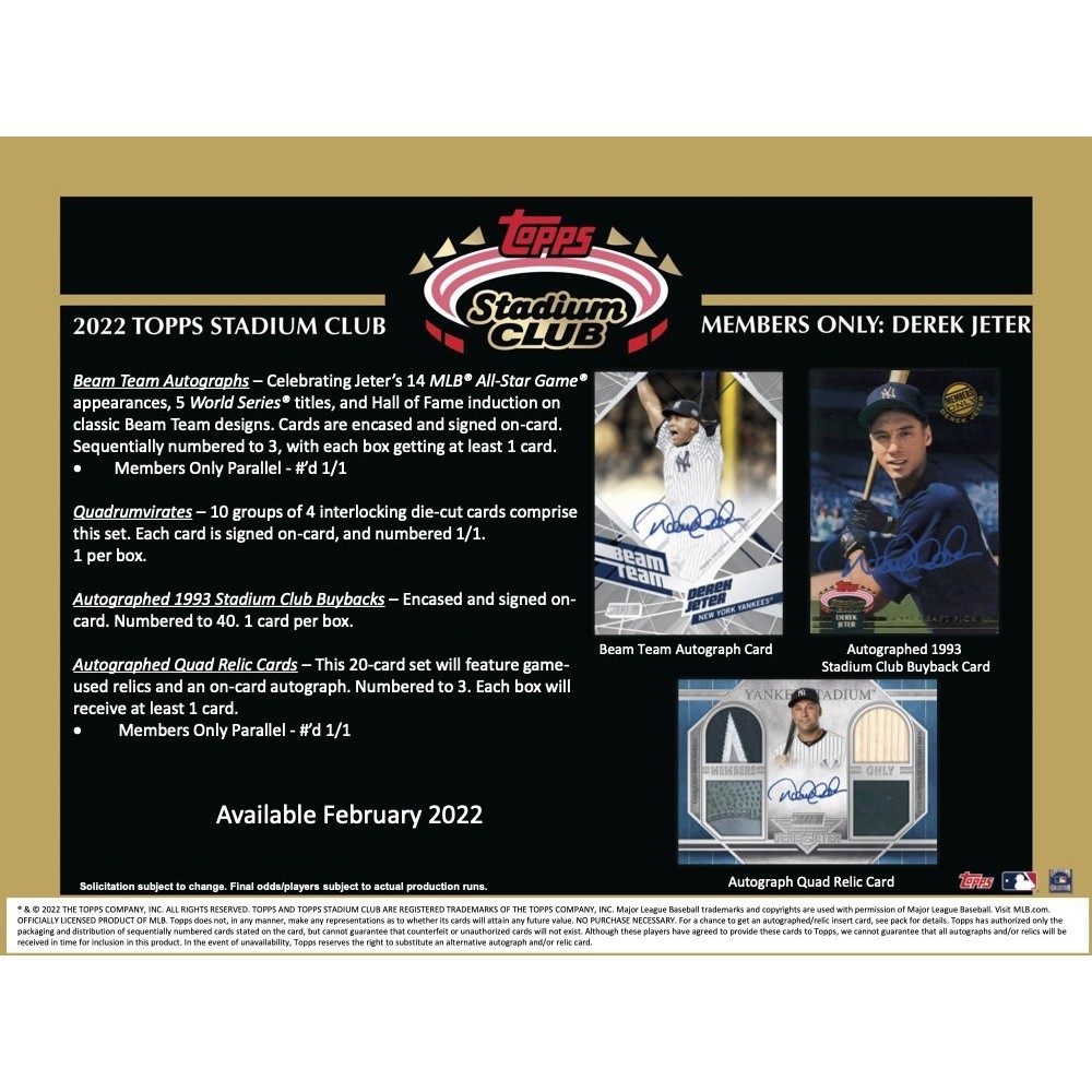 2022 Topps Stadium Club Baseball Members Only: Derek Jeter Case | Steel  City Collectibles
