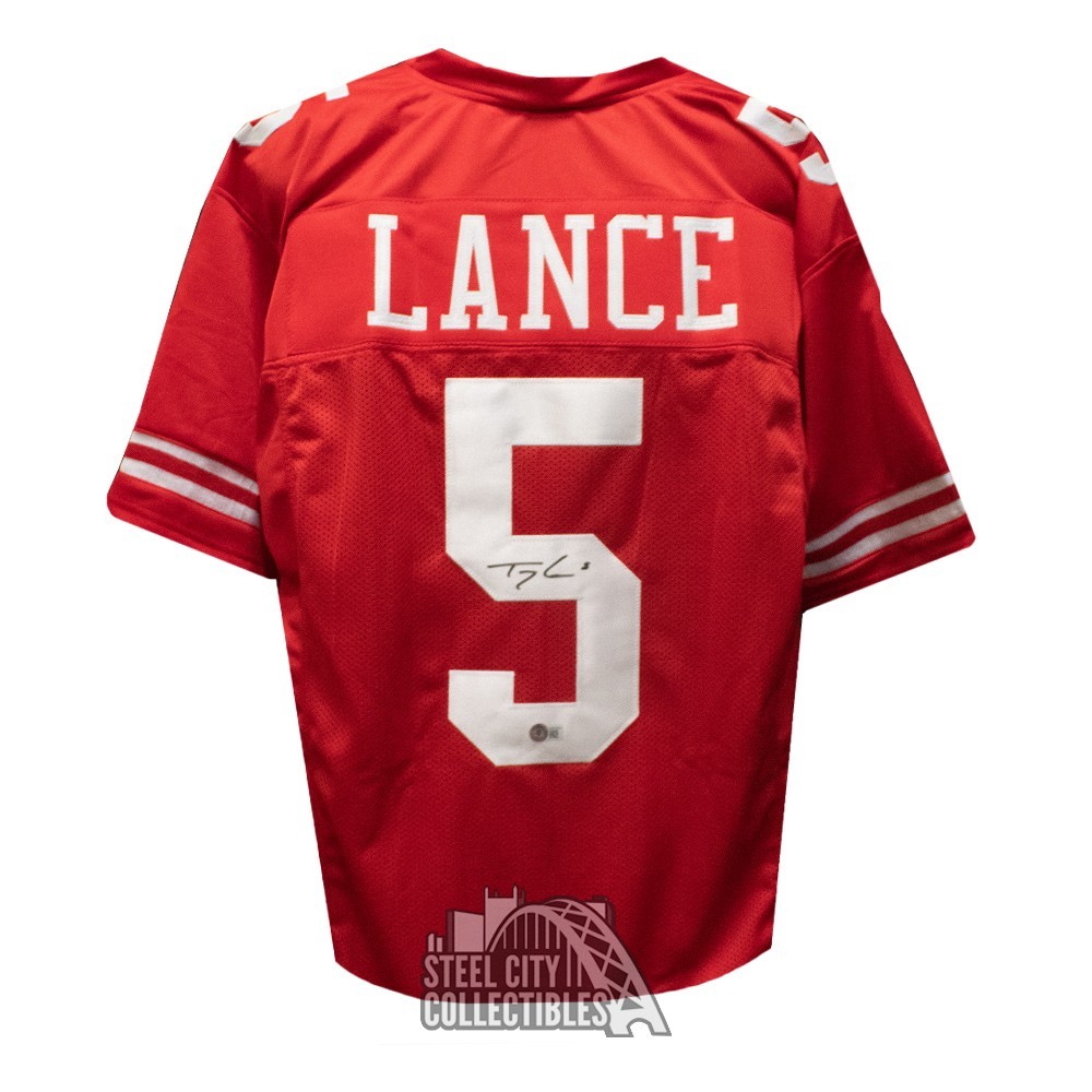 Trey Lance Autographed San Francisco Custom Red Football Jersey BAS