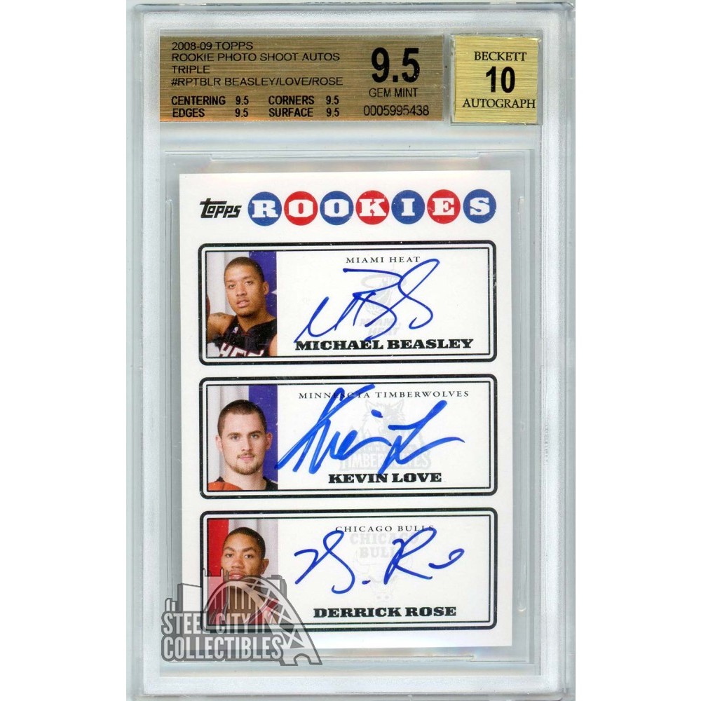 Kevin Love Derrick Rose Beasley 2008-09 Topps Rookie Triple