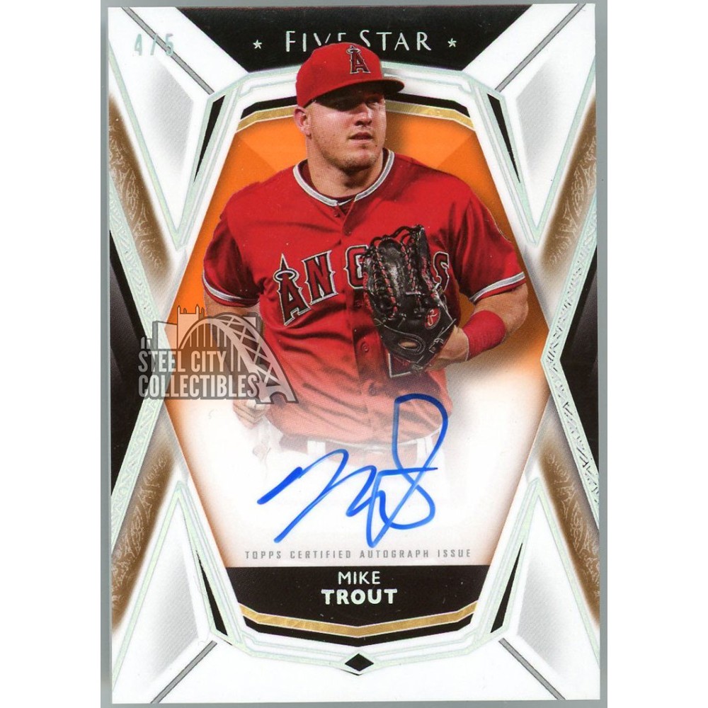Mike Trout 2019 Topps Five Star Orange Autograph Card #FSA-MT 4/5