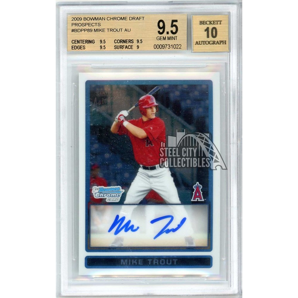Mike Trout 2009 Bowman Draft Chrome 1st Rookie Autograph Card