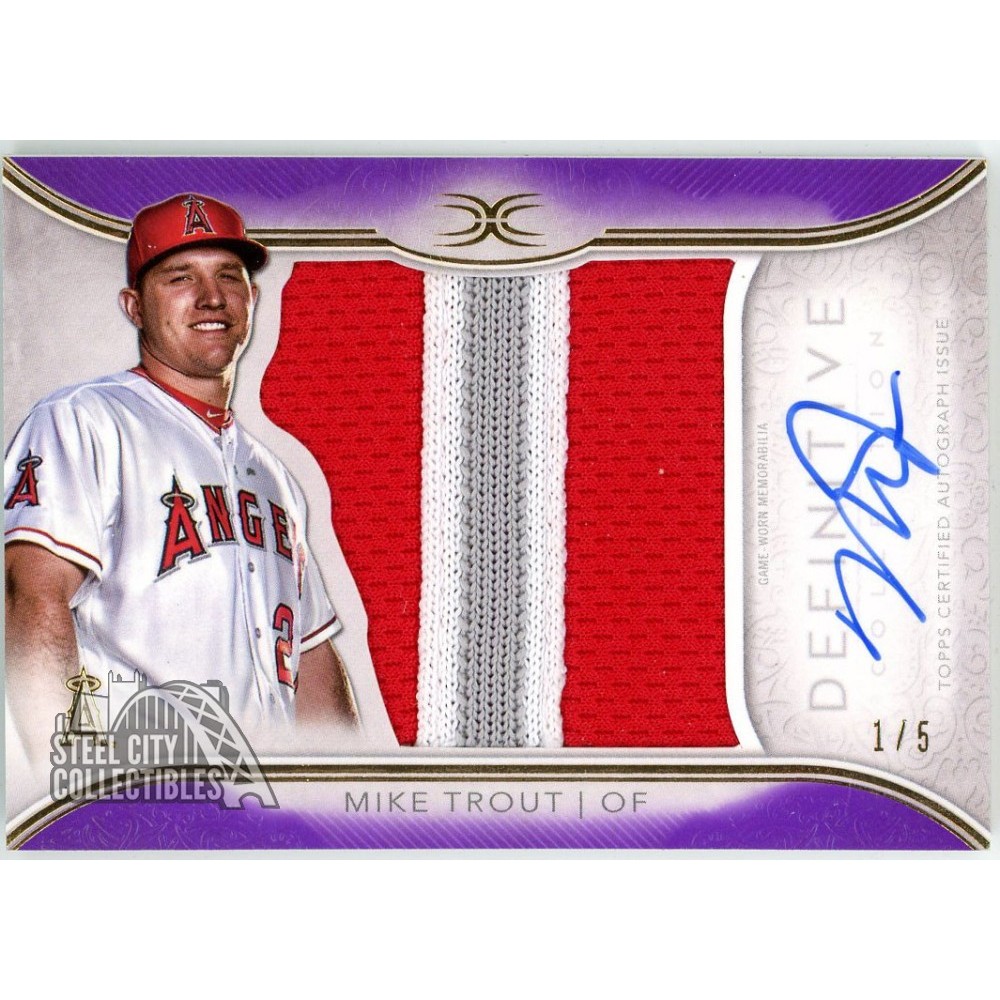 Mike Trout 2018 Topps Definitive Purple Patch Autograph Card #ARC
