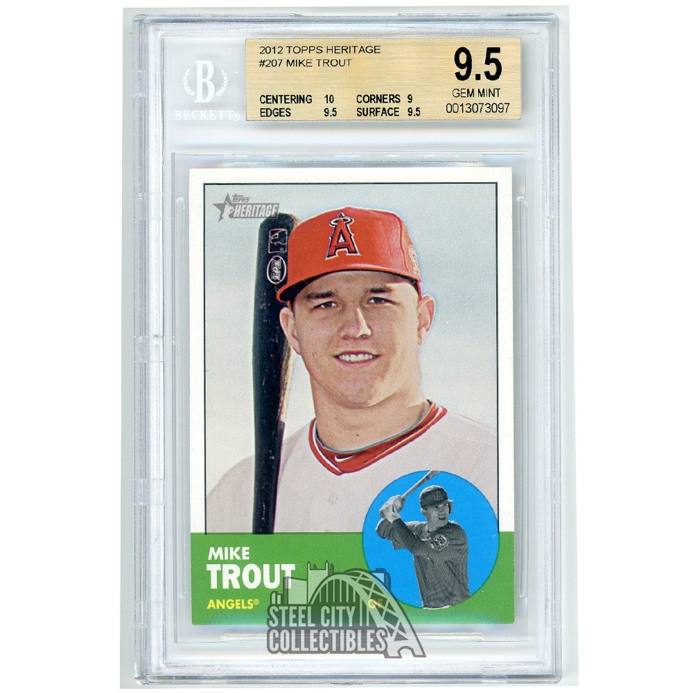 Mike Trout 2012 Topps Heritage Rookie Card #207 BGS 9.5 Gem Mint