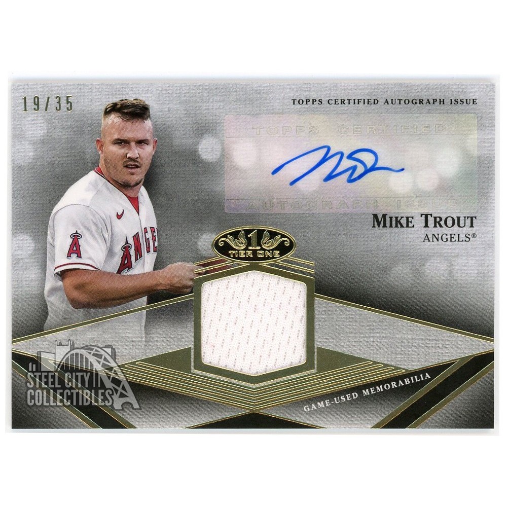 Mike Trout 2022 Topps Tier One Patch Autograph Card #T1AR-MTR 19