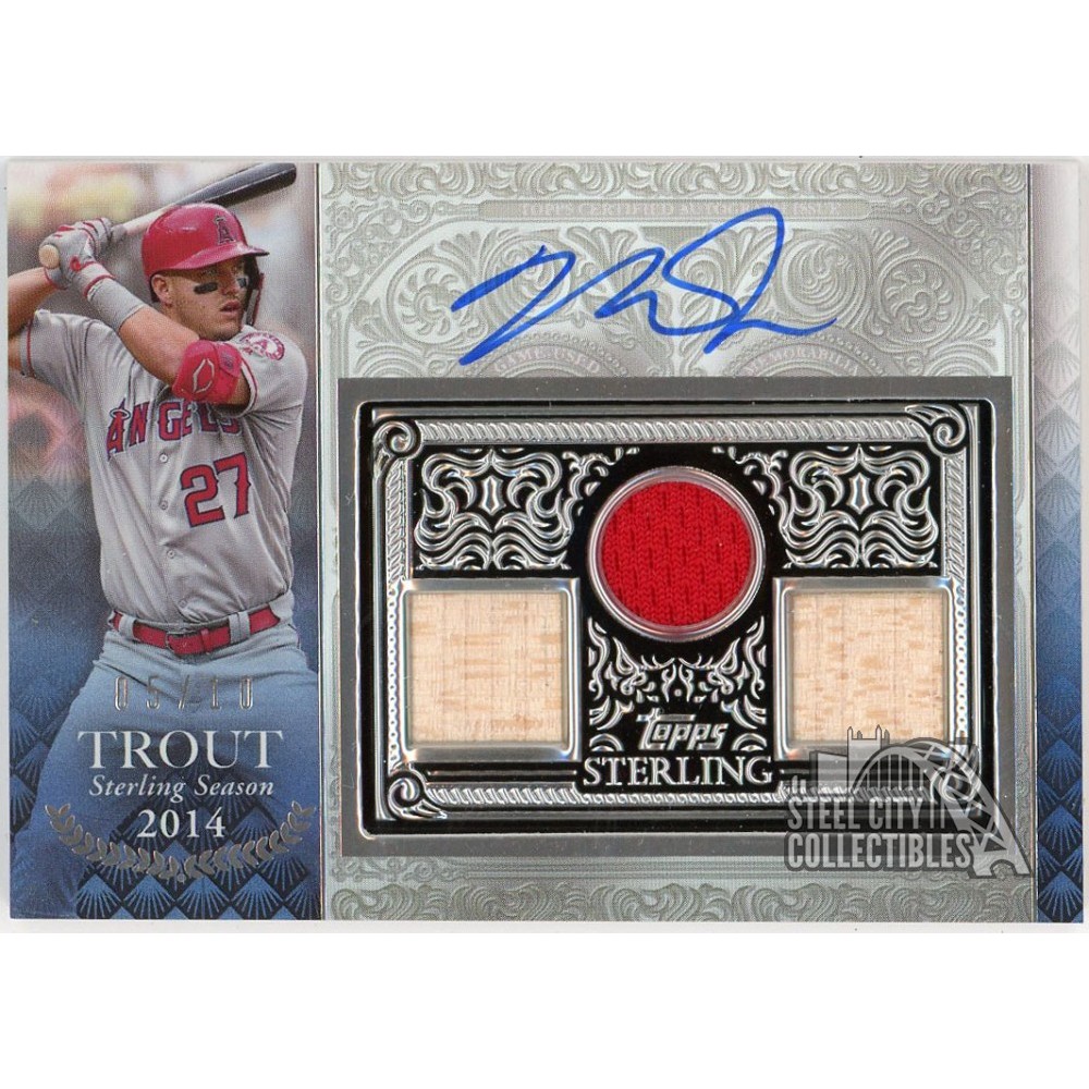 Mike Trout 2021 Topps Sterling Seasons Triple Relic Autograph Card