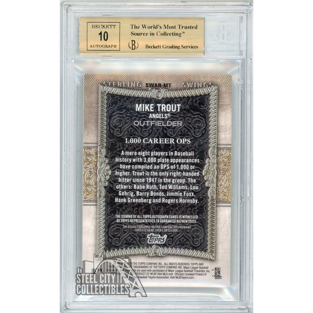 Mike Trout 2020 Topps Sterling Swings Dual Relic Autograph Card