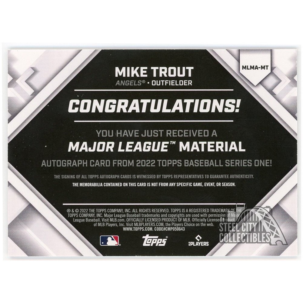 その他 TOPPS major league MATERIAL MIKE TROUT 2025 Topps Series 1 MAJOR LEAGUE MATERIAL RELIC