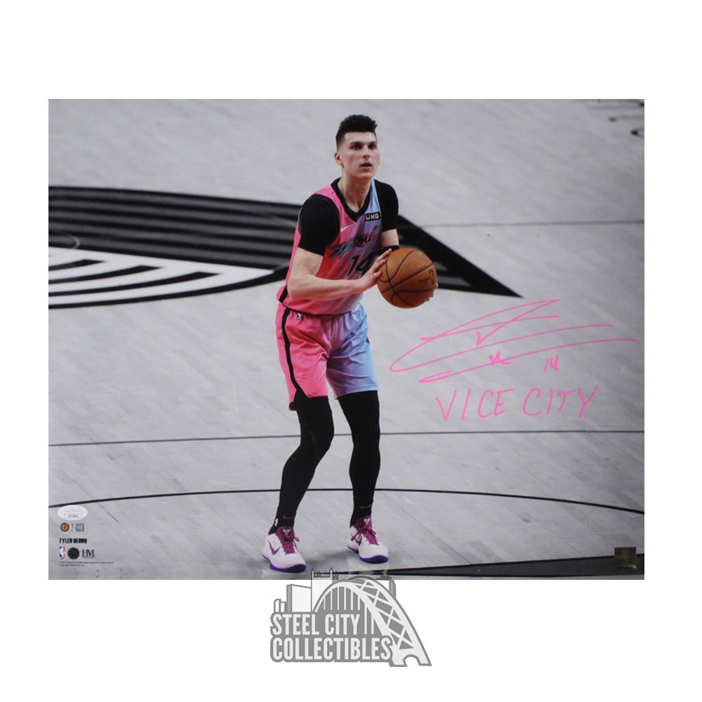 Tyler Herro Signed Jersey PSA COA Miami Heat Vice Edition