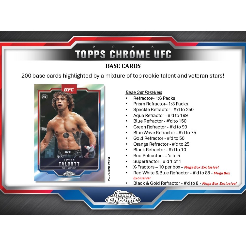 Topps Chrome UFC 2025 トレーディングカード新品未開封 2025 Topps Chrome UFC Factory Sealed Mega Box