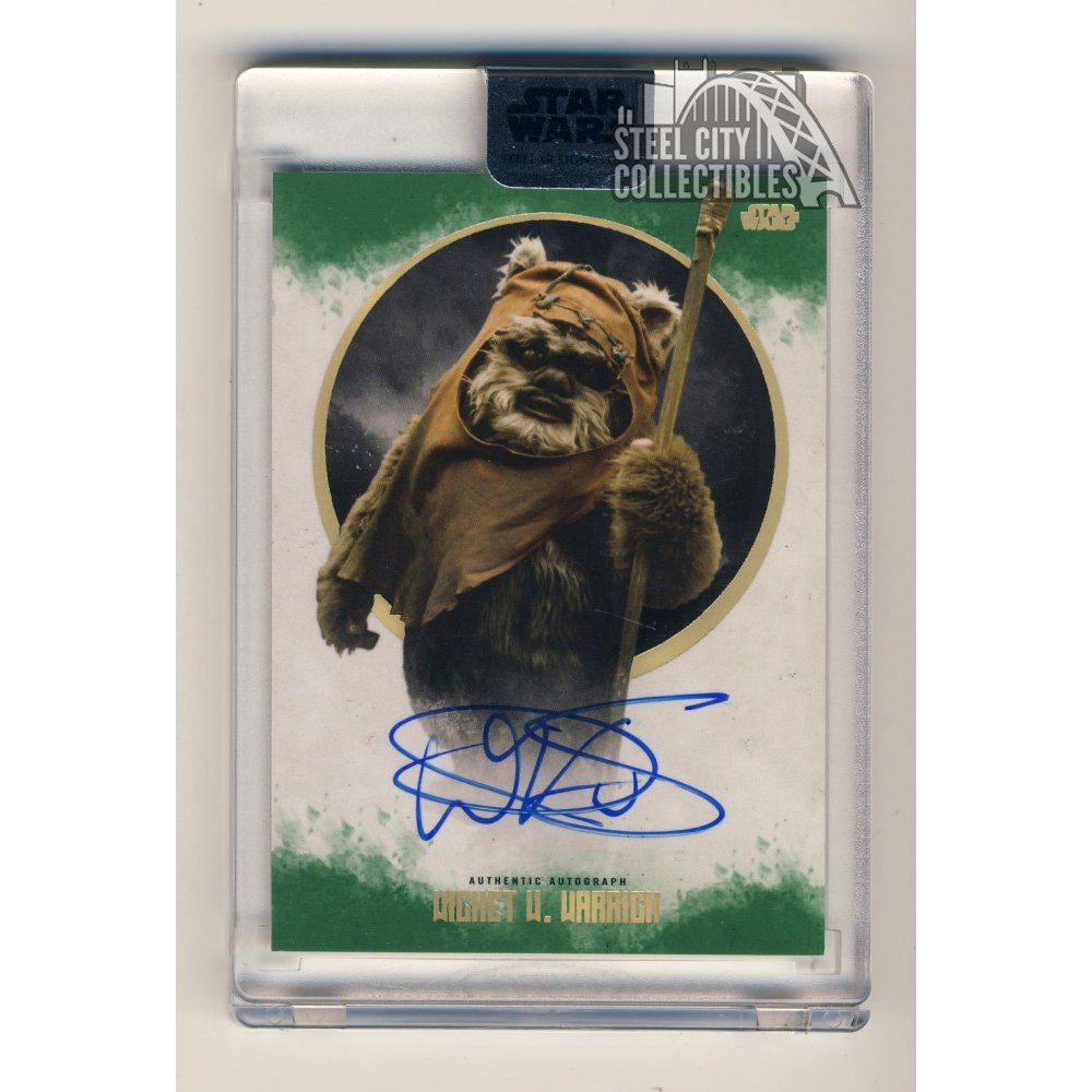 Tarjeta Topps Starwars Warwick Davis Auto 