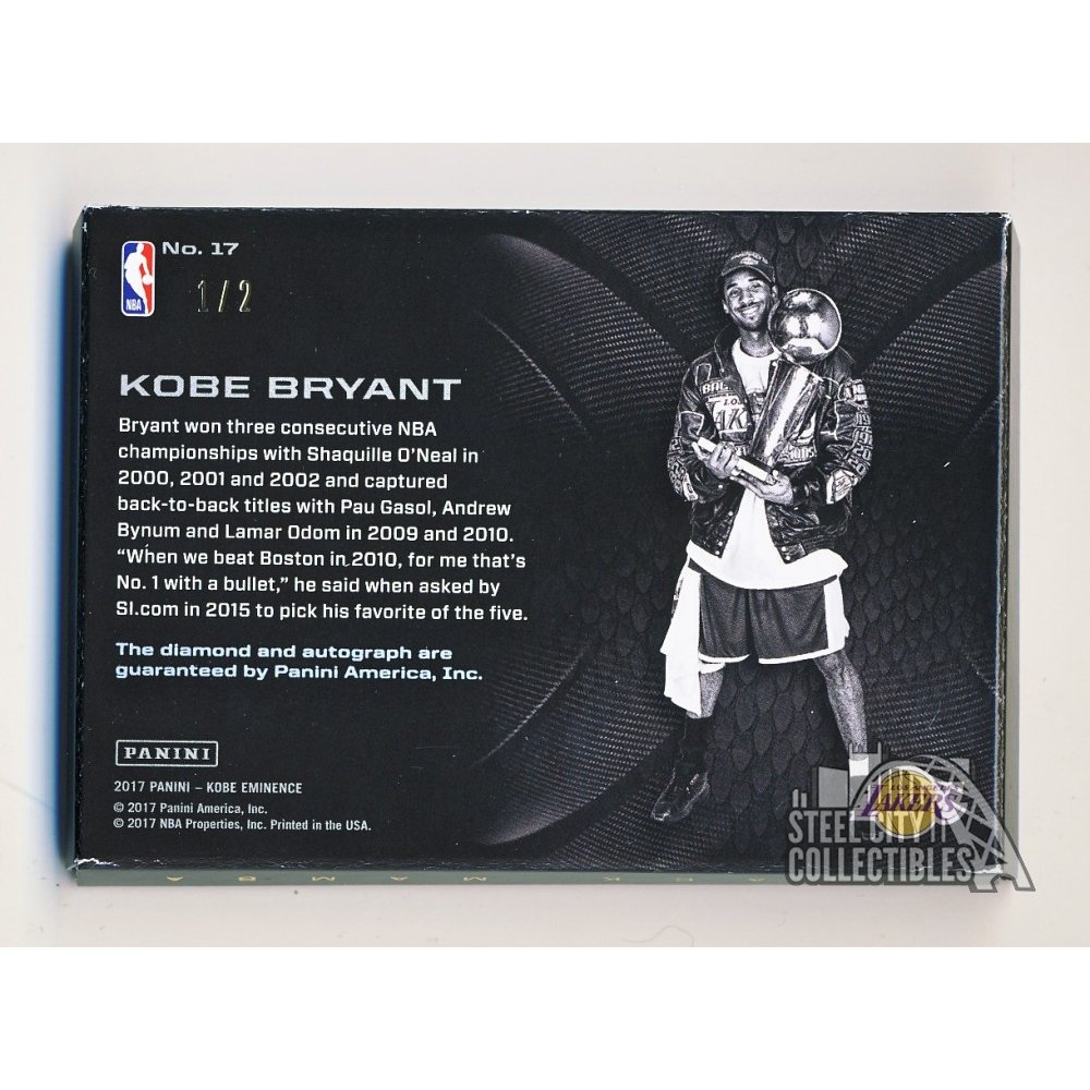 Kobe Bryant 2017-18 Panini Kobe Eminence Five Championships