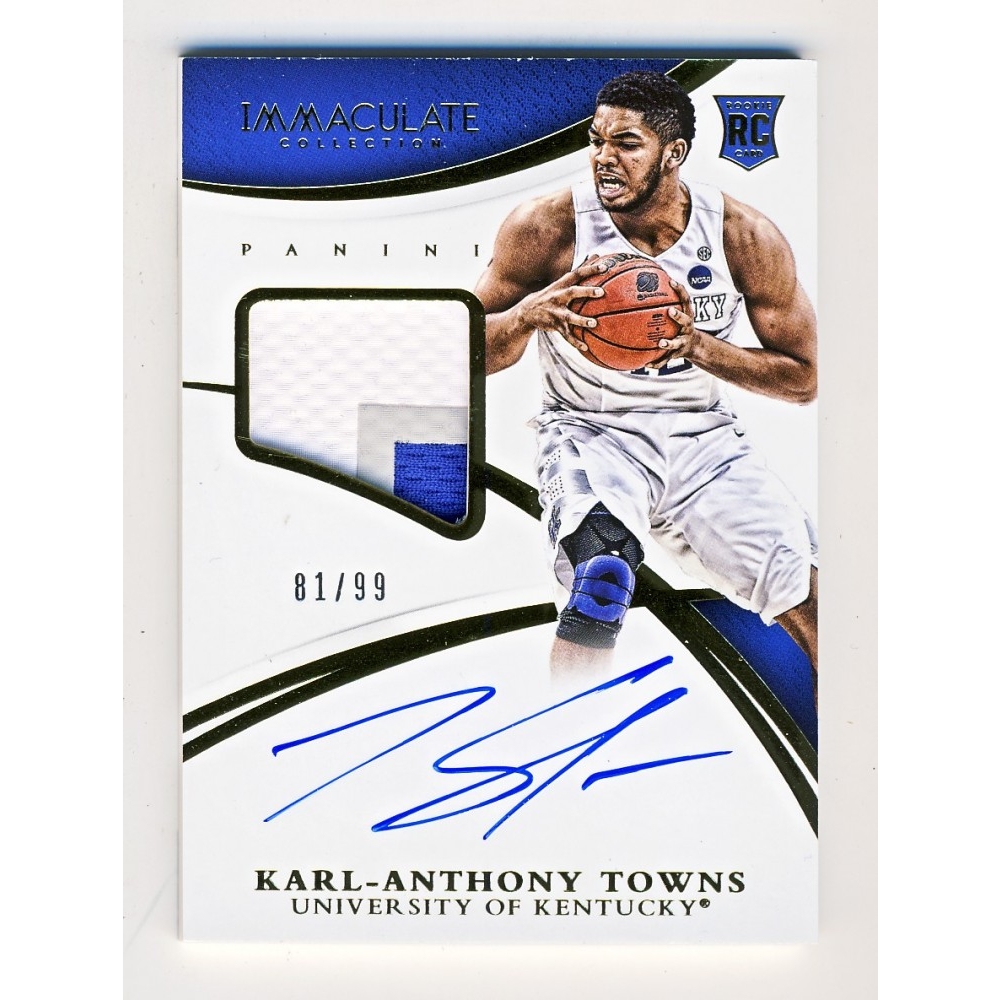 Karl-Anthony Towns 2015 Panini Immaculate Collegiate Autograph Patch Rookie  RC 81/99