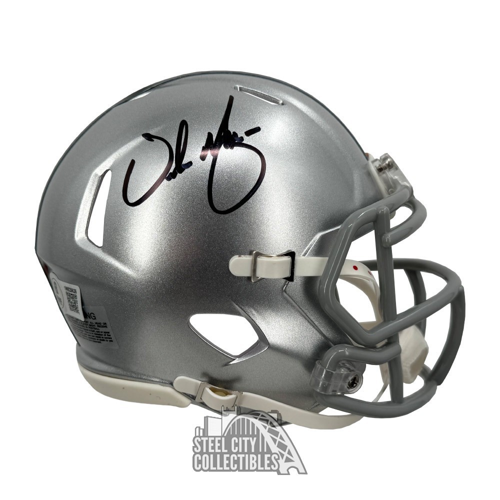 autographed ohio state football helmet memorabilia Urban Meyer Autographed Ohio State Buckeyes Speed Mini Helmet
