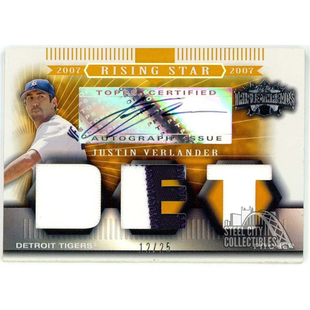Justin Verlander 2007 Topps Triple Threads Triple Relic Auto Card