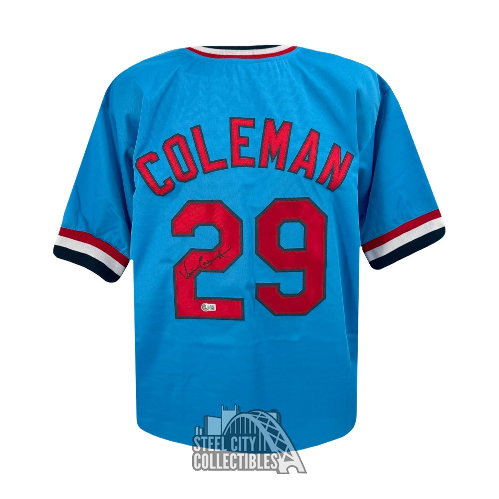 Vince Coleman Autographed St Louis Custom Blue Baseball Jersey BAS