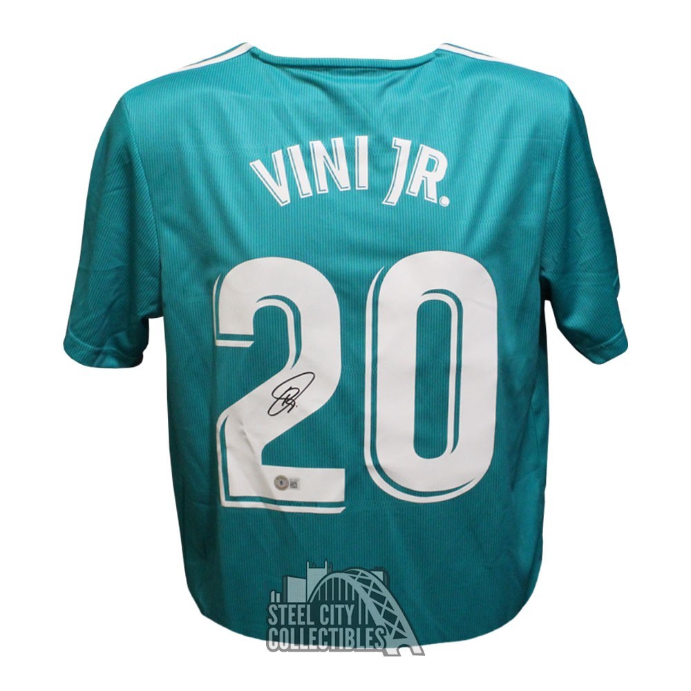 Vinicius Junior Autographed Real Madrid Adidas Teal Soccer Jersey - BAS