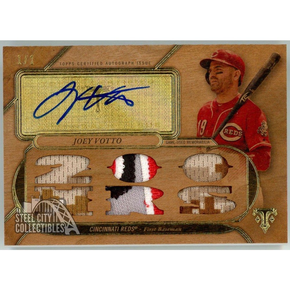 Joey Votto 2017 Topps Triple Threads Wood Relic Patch Auto Card