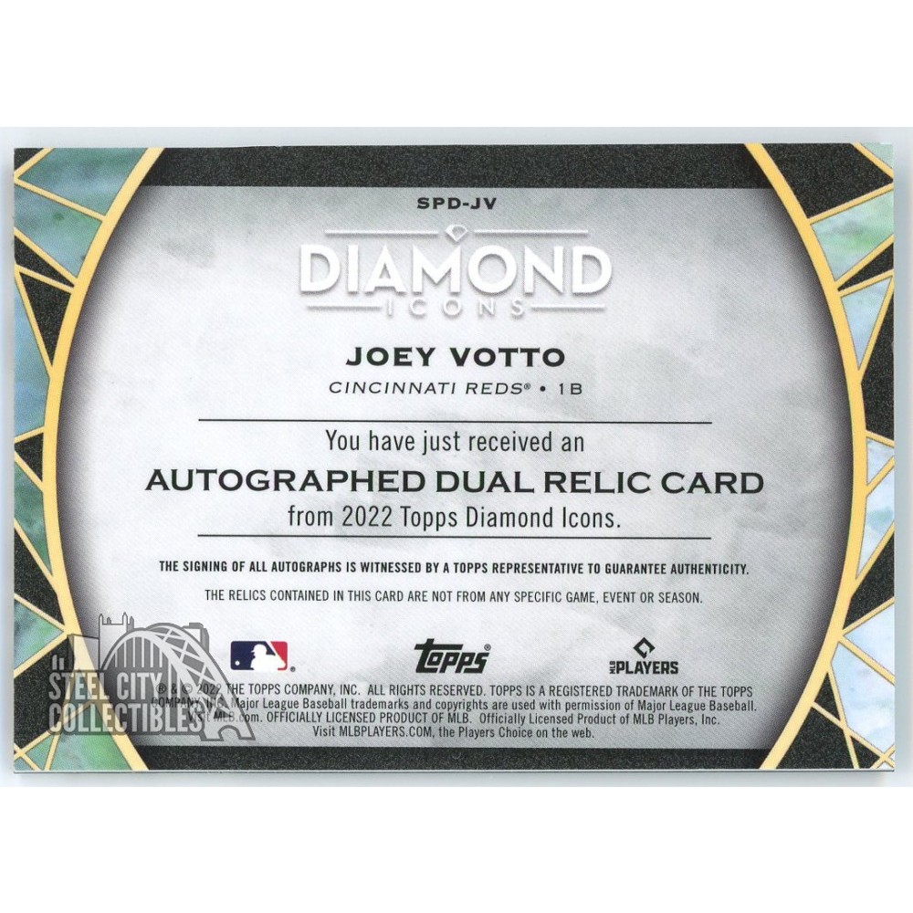 Joey Votto 2022 Topps Diamond Icons Dual Patch Autograph Card #SPD