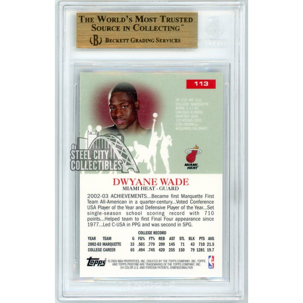 Dwyane Wade 2003-04 Topps Pristine Basketball Rookie Card #113 BGS