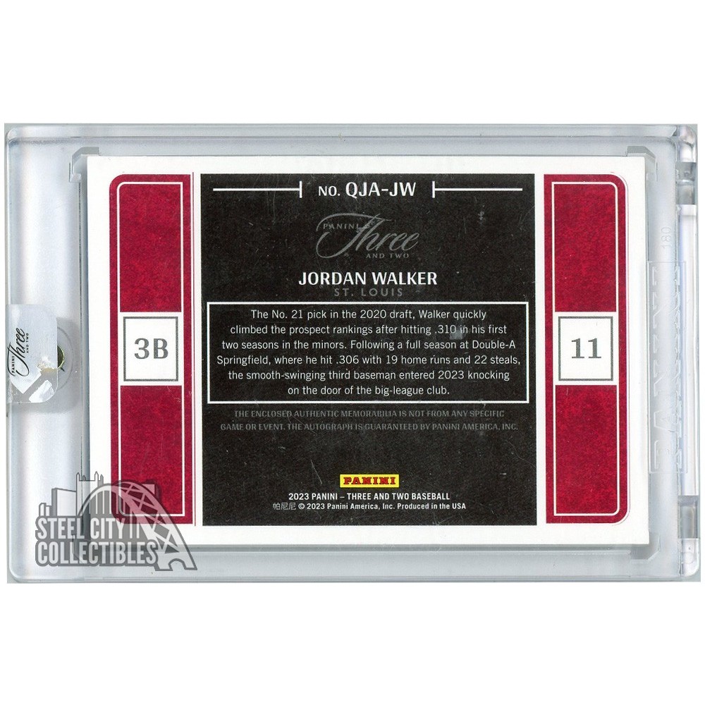 Jordan Walker 2023 Panini Three & Two Rookie Quad Patch Autograph