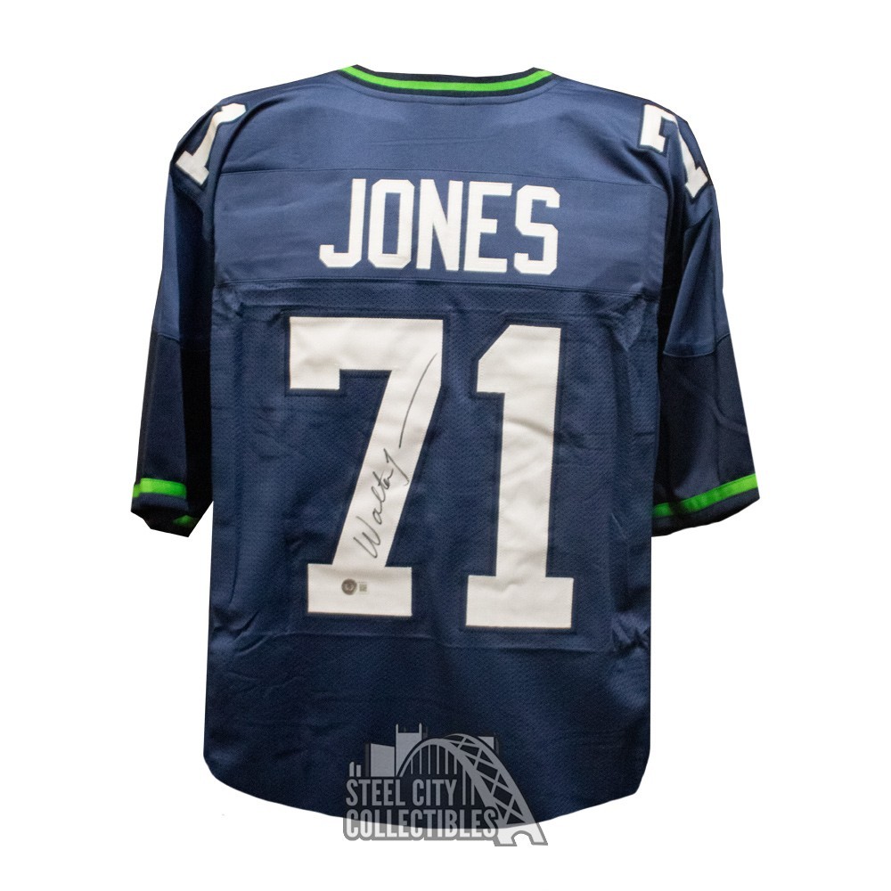 Walter Jones Autographed Seattle Custom Navy Football Jersey - BAS