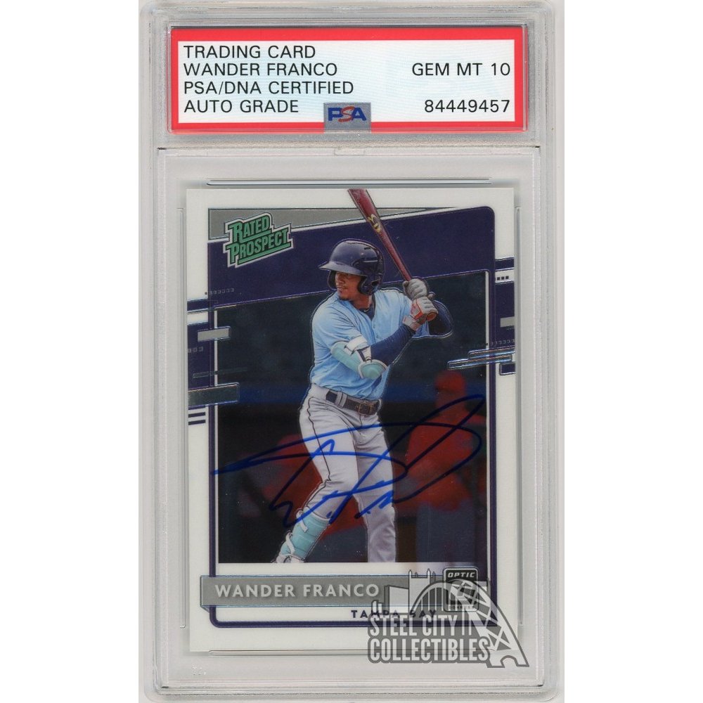 Wander Franco 2019 Panini Donruss Optic Rated Prospect Autograph Card #RP-7 PSA/DNA (Light Blue)