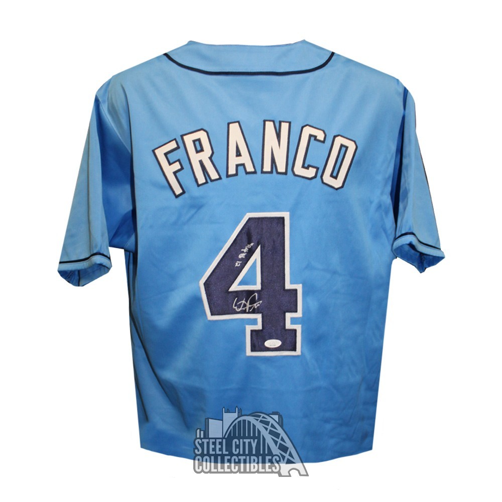 Wander Franco Autographed Tampa Bay Custom Blue El Patron Inscription  Baseball Jersey - JSA