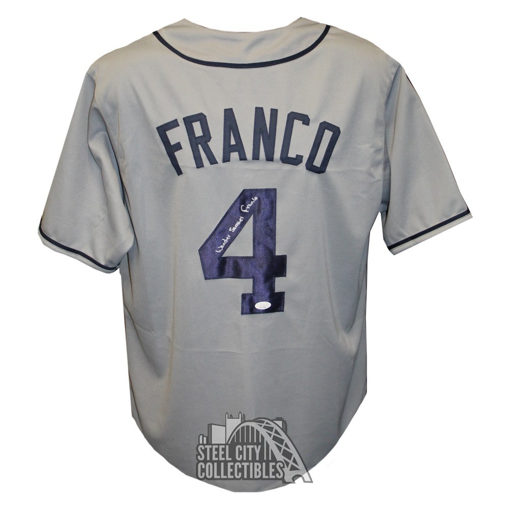 Wander Franco Autographed Full Name Tampa Bay Custom Gray Baseball