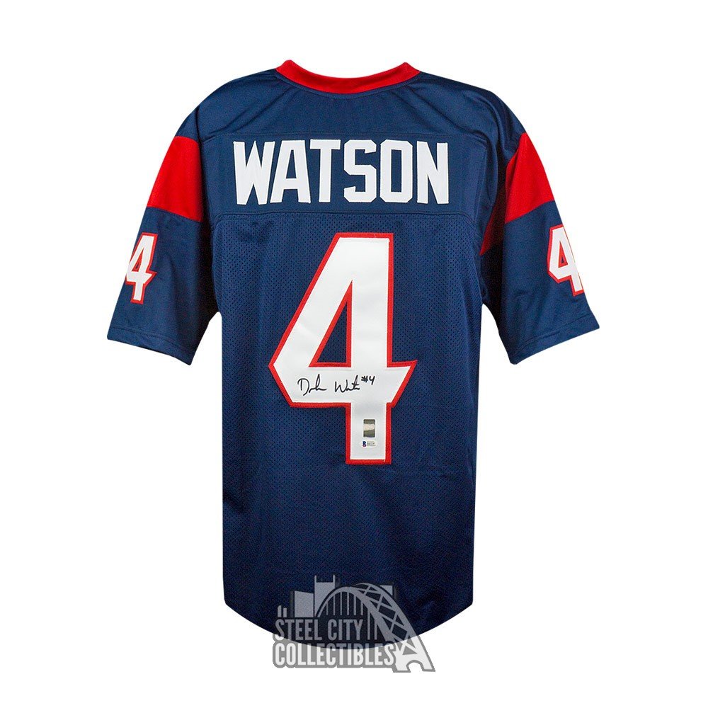 Deshaun Watson Autographed Houston Texans Custom Navy Football Jersey - BAS COA