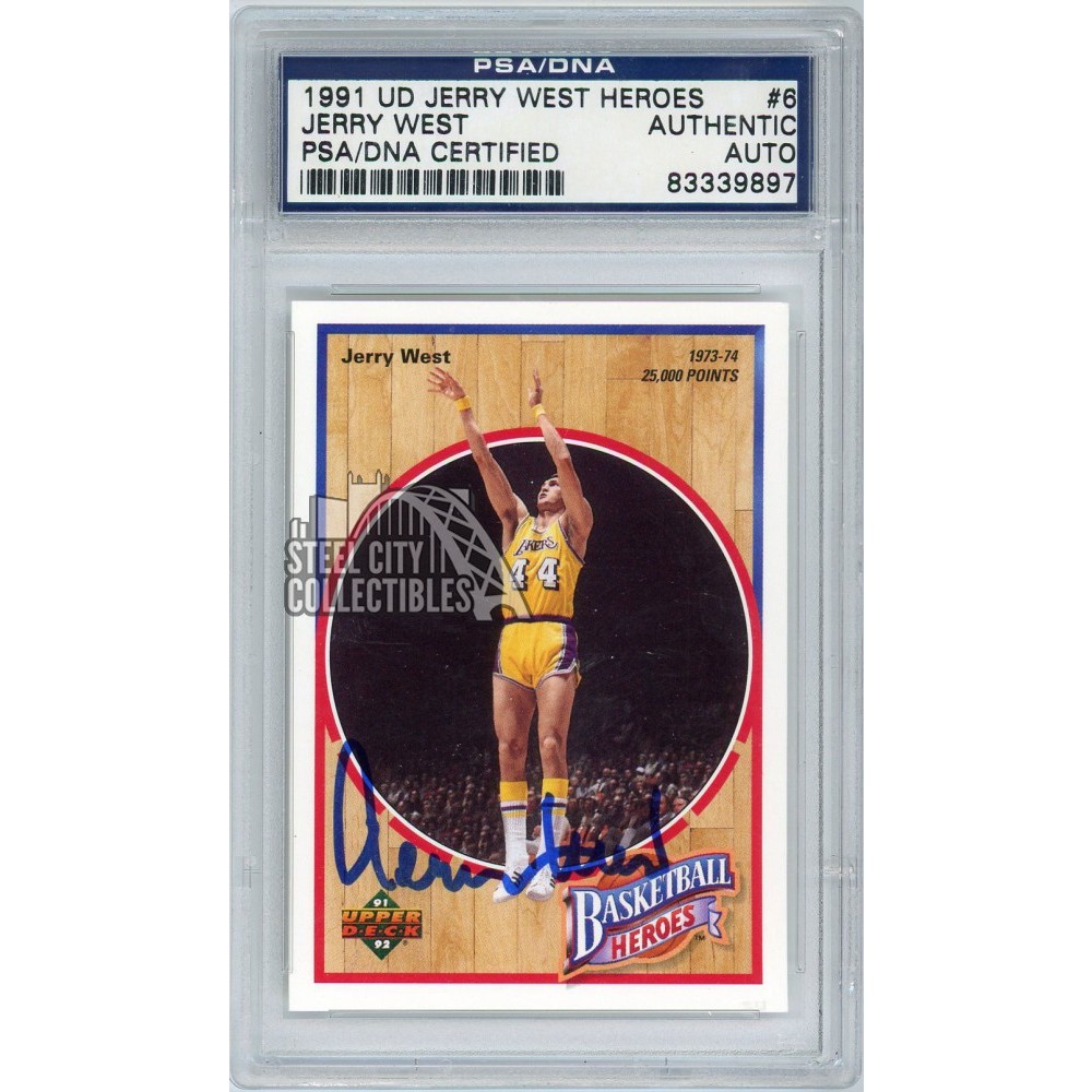 Jerry West 1991 Upper Deck Heroes Autograph Card #6 PSA/DNA