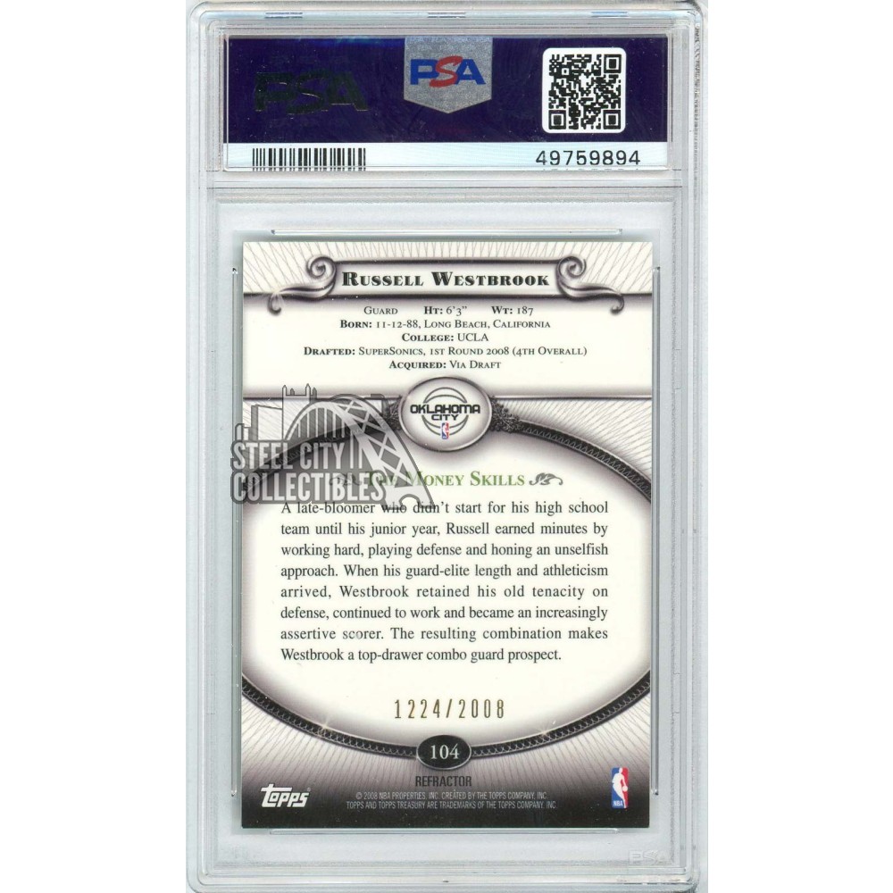 Russell Westbrook 2008-09 Topps Treasury Bronze Refractor Rookie