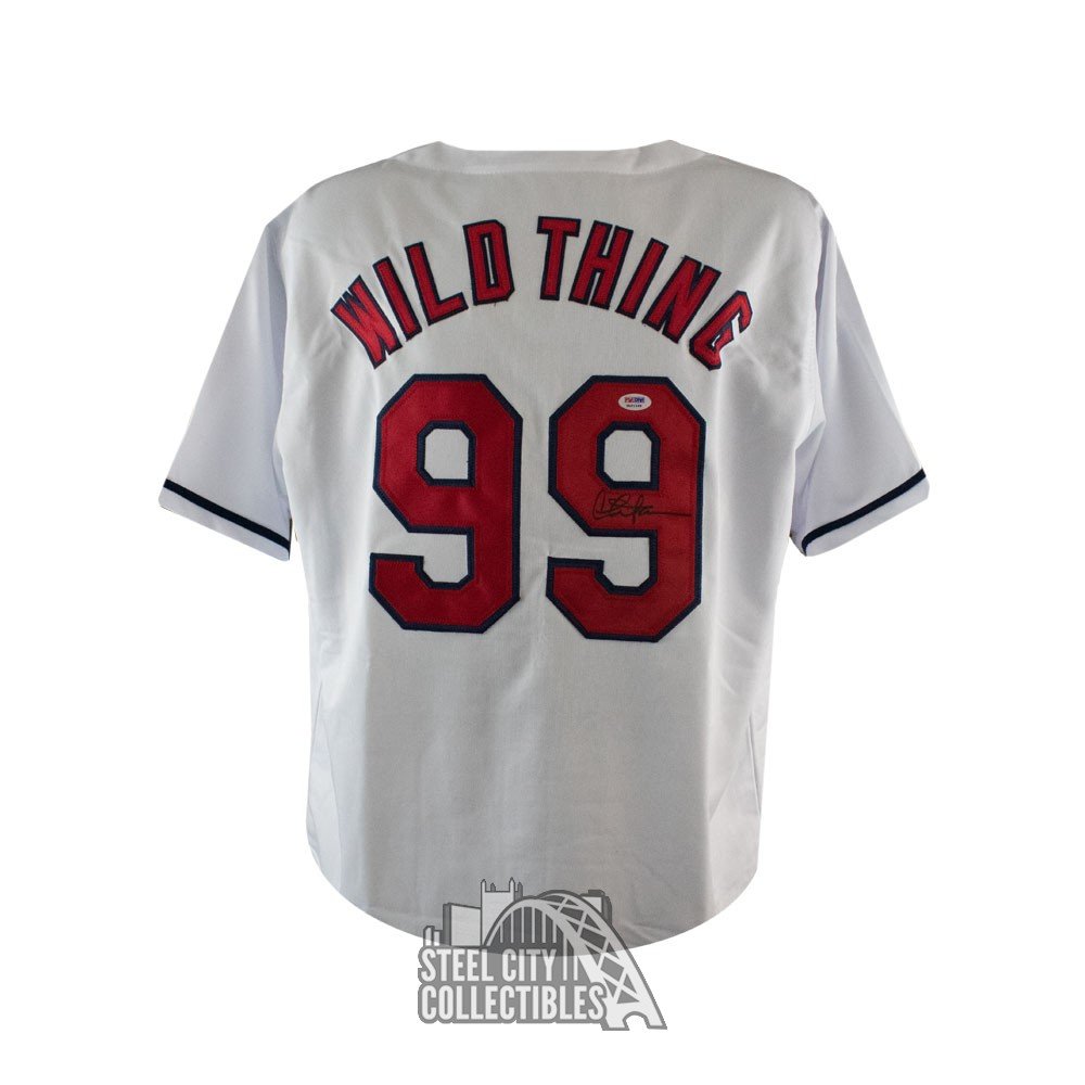 Charlie Sheen Wild Thing Autographed White Baseball Jersey PSA/DNA