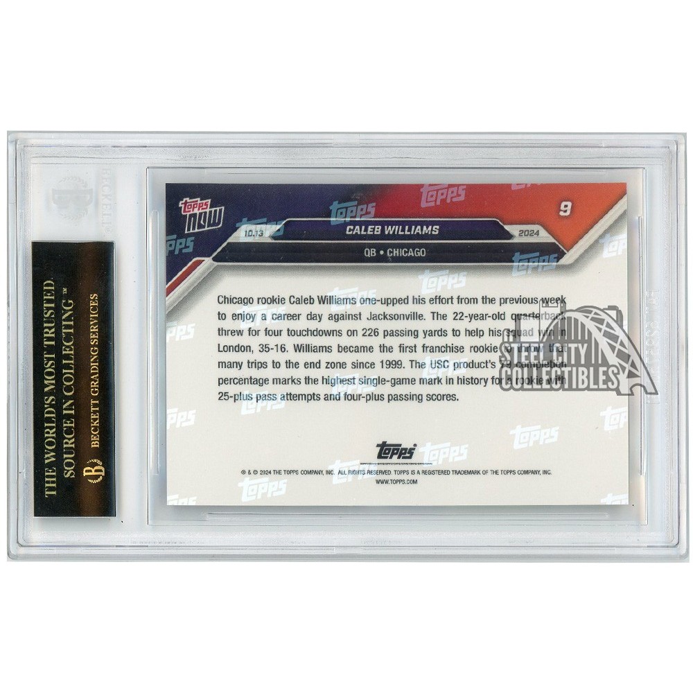Caleb Williams 2024 Topps Now Rookie Card #9 BGS 10 Black Label | Steel  City Collectibles