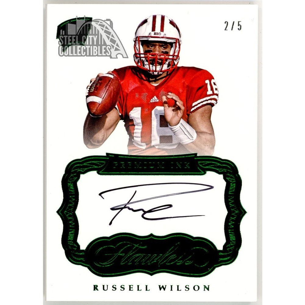 Russell Wilson 2017 Panini Flawless Collegiate Premium Ink Emerald