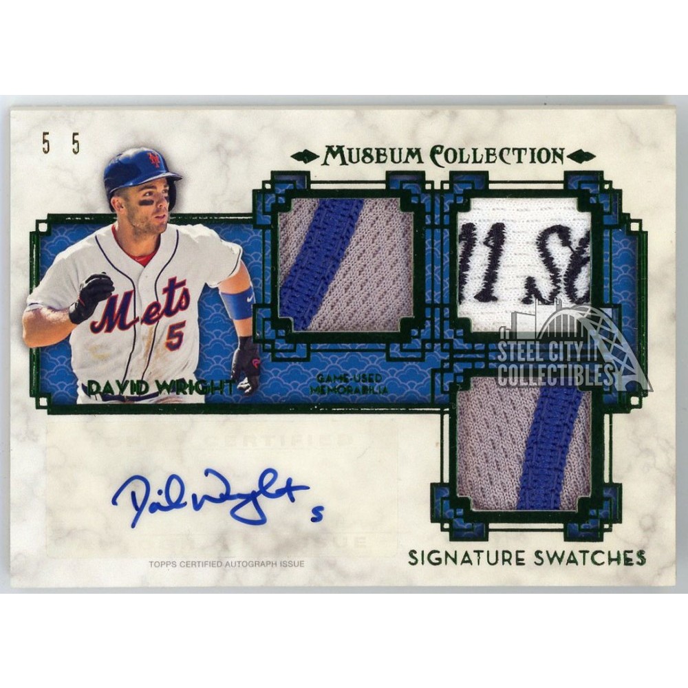 David Wright 2014 Topps Museum Collection Green Triple Patch