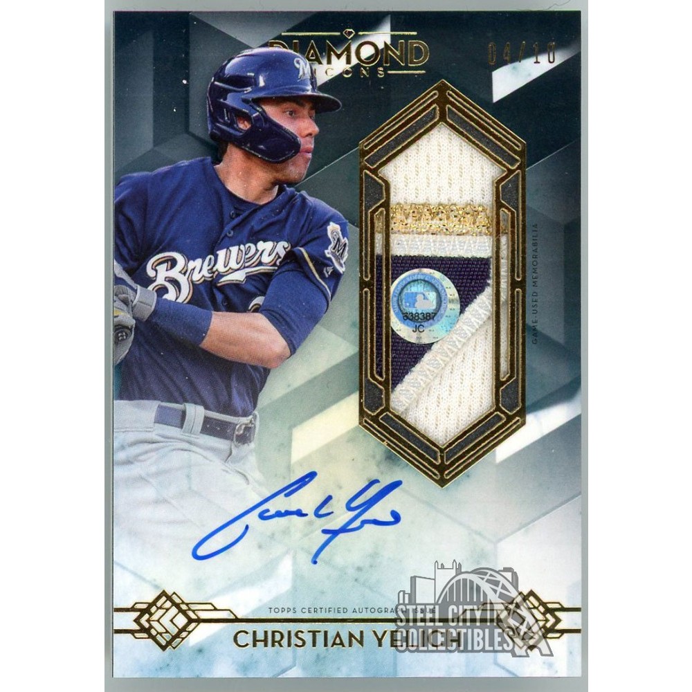 Christian Yelich 2020 Topps Diamond Icons Jumbo Patch Autograph 