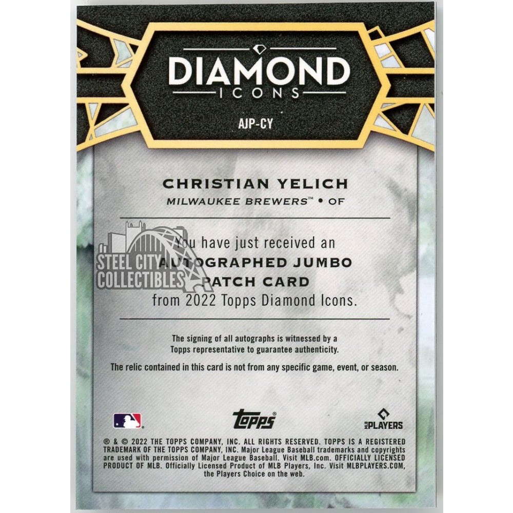 Christian Yelich 2022 Topps Diamond Icons Jumbo Patch Autograph 