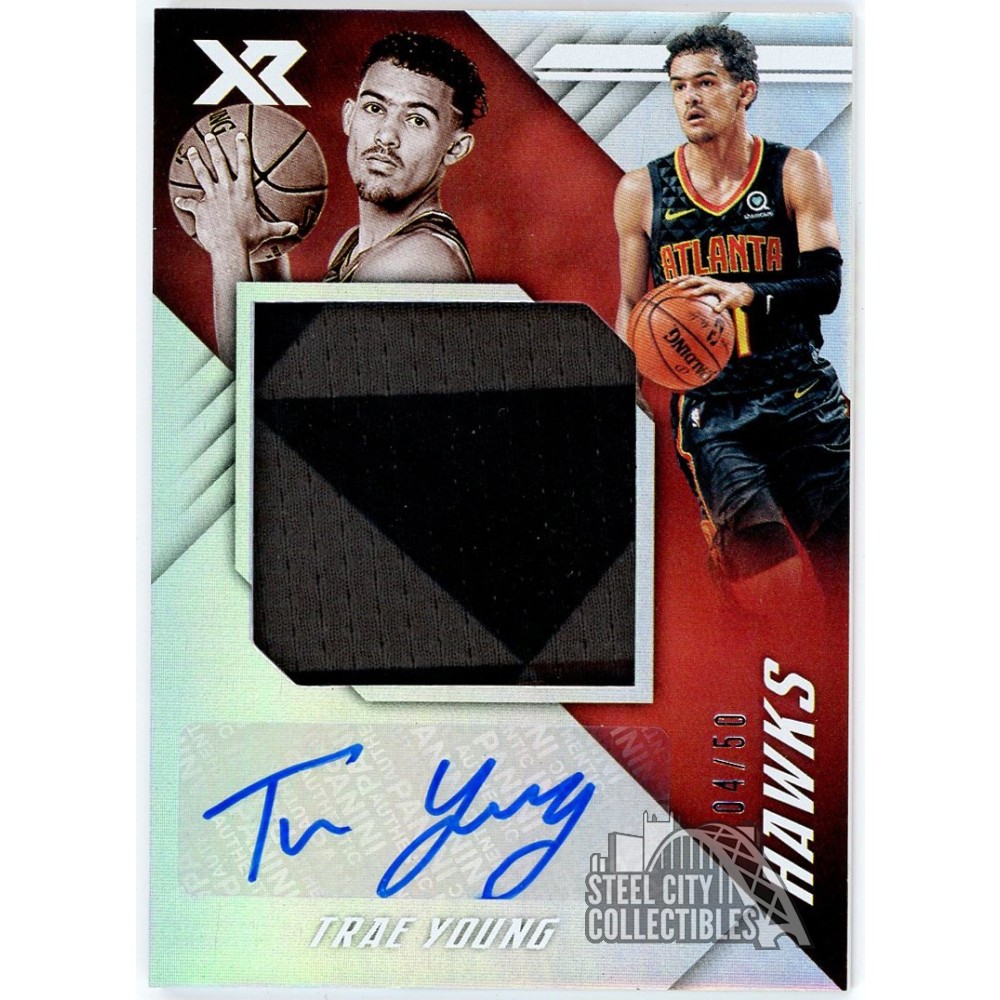 Trae Young 2018-19 Panini Chronicles XR Rookie Patch Auto Card #XR